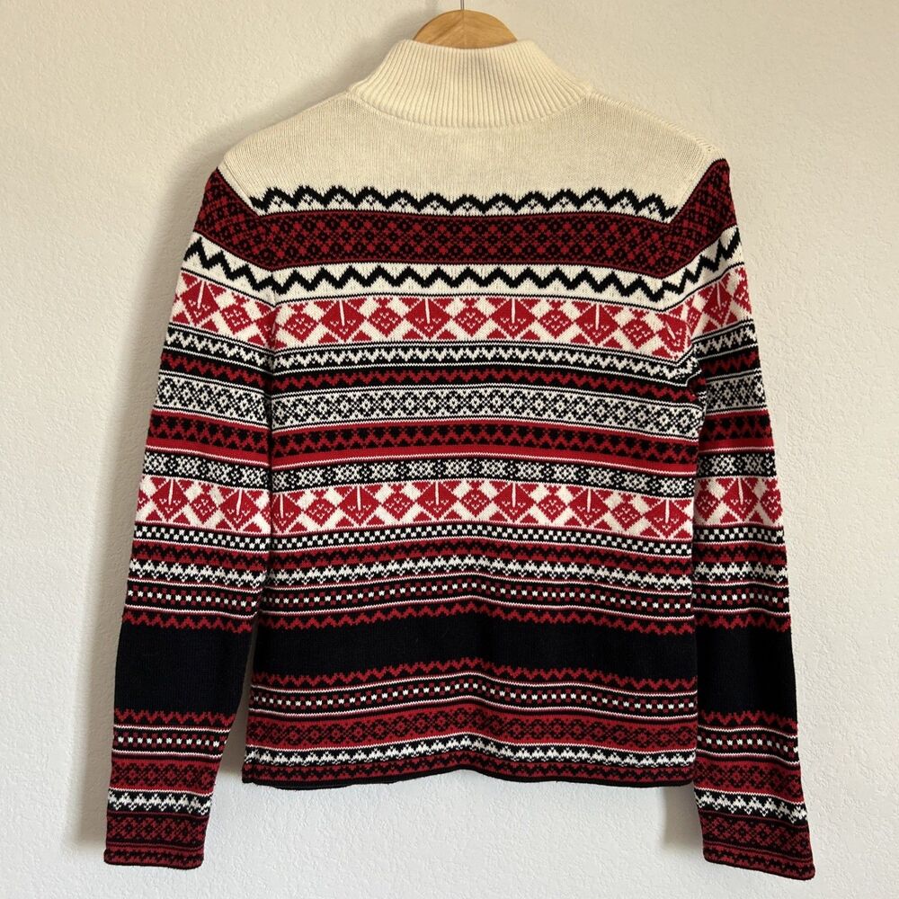 Pendleton Sweater Retro Black/Red/White Knit Cotton Southwestern Aztec Sz M - Picture 2 of 10